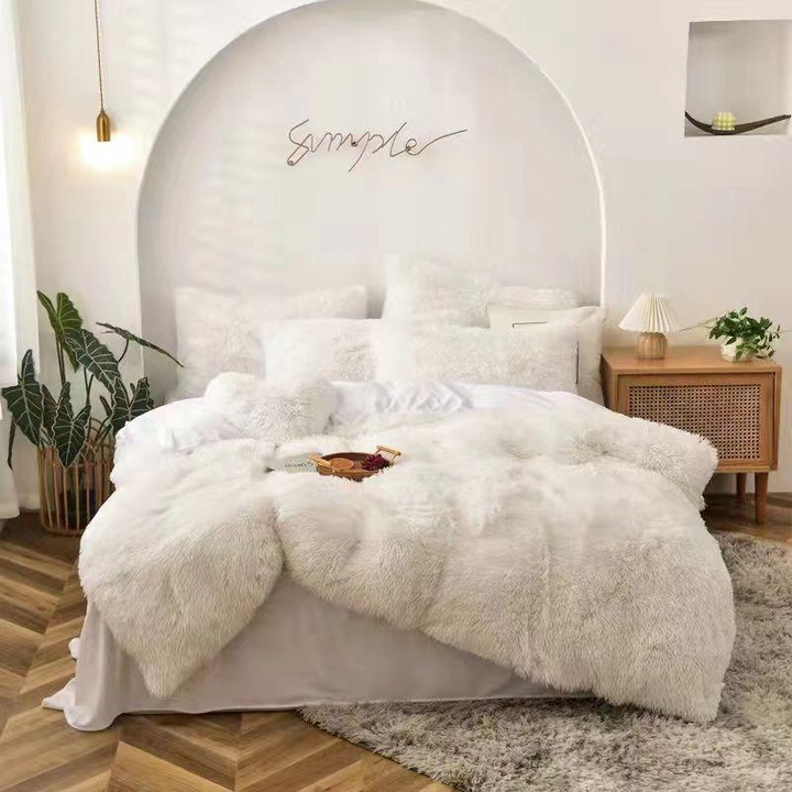 Спален комплект Cocolino Super Fluffy, модел Fluffy, 6 части, двойно легло, бяло