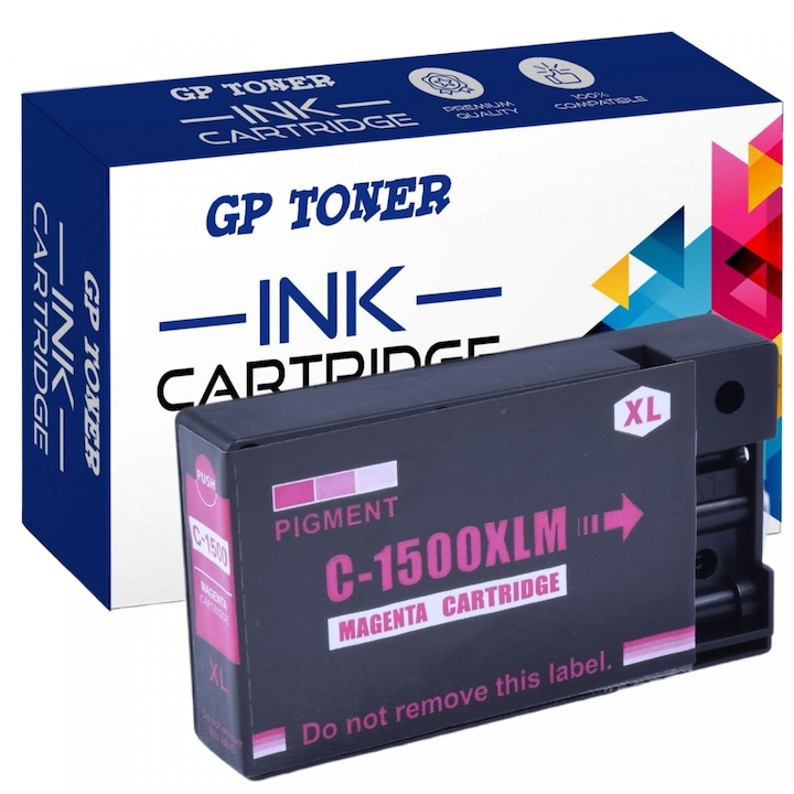 Cartus de cerneala, GP Toner, Compatibil cu Canon PGI-1500XLC Maxify MB2000 MB2050 MB2150 MB2350 MB2700 MB2750, Cyan