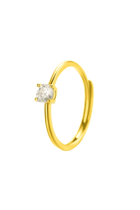Inel de logodna din argint 925 Simple Love auriu cu piatra de zirconiu, masura ajustabila, aniversare, sarbatori, martisor