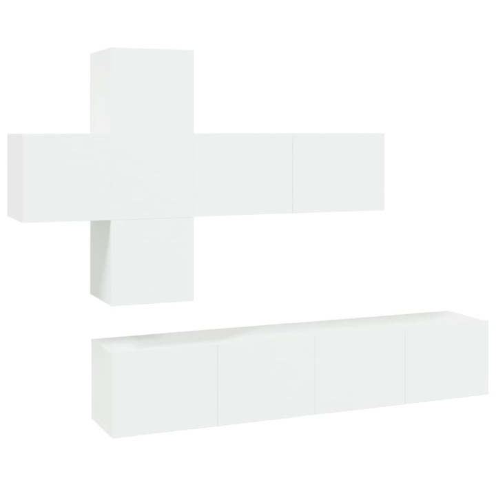 Set dulap TV vidaXL, 7 piese, alb, lemn prelucrat, 59.4 Kg