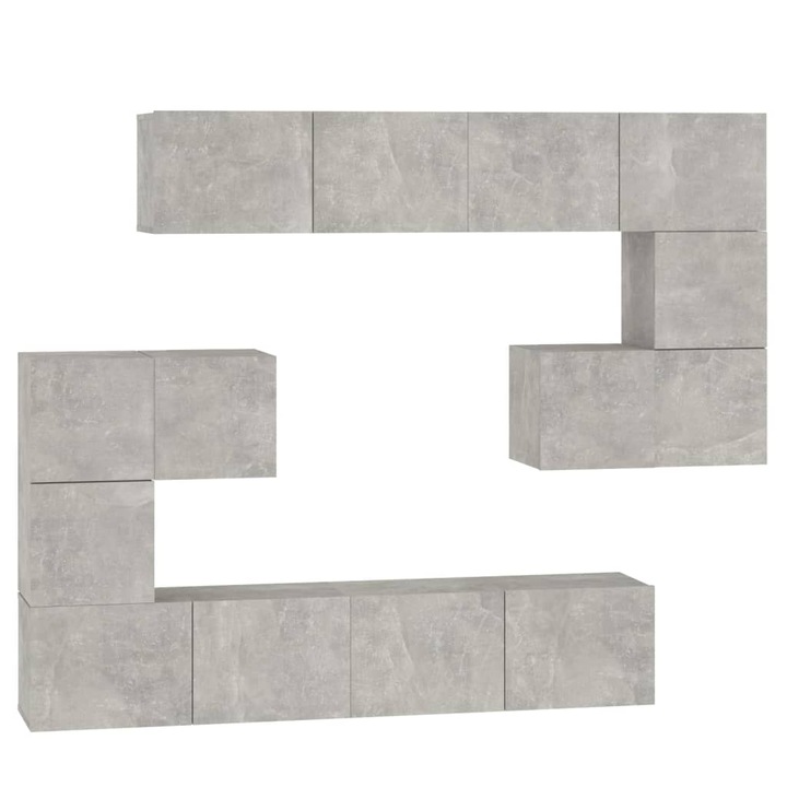 Dulap TV montat pe perete vidaXL, 80 x 30 x 30 cm, gri beton, lemn prelucrat