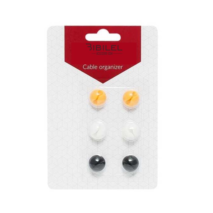 Set cu 6 clipsuri autocolante cu 1 slot fiecare, pentru organizare cabluri, multicolor, COM-BBL6827