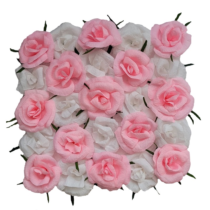 Tablou Handmade Minis Boutique, alb cu roz, 35x35 cm