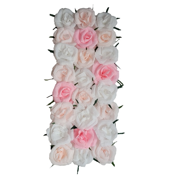 Tablou Handmade Minis Boutique, alb cu roz si roz pal, 50x25 cm