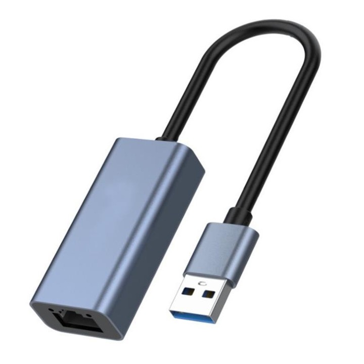 Адаптер ZYuuan, USB 3.0, 10/100/1000 Mbps, LED, сив