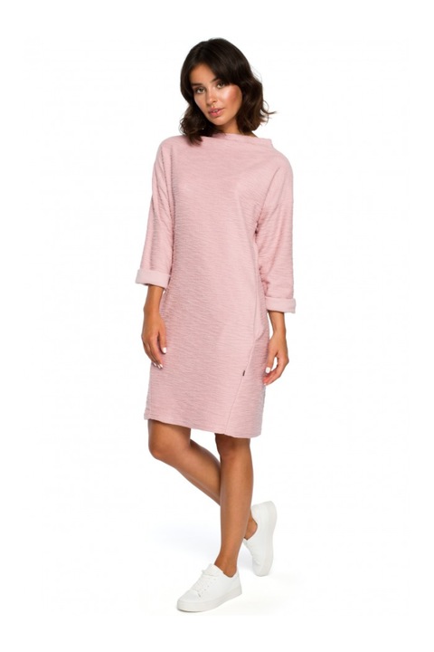 Rochie de dama, Cu buzunare, Bumbac, Poliester, Roz pal