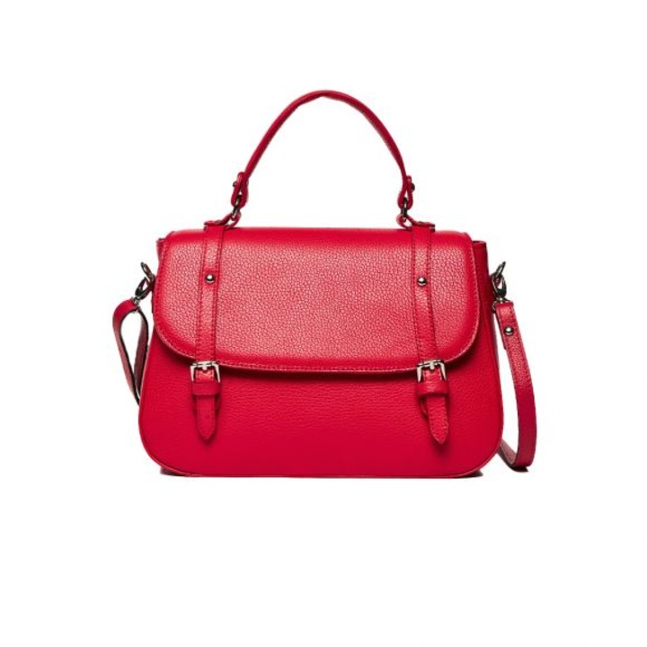 Geanta dama piele, ANNA FELLINI, Elena, fuxia, 30x10x22 cm