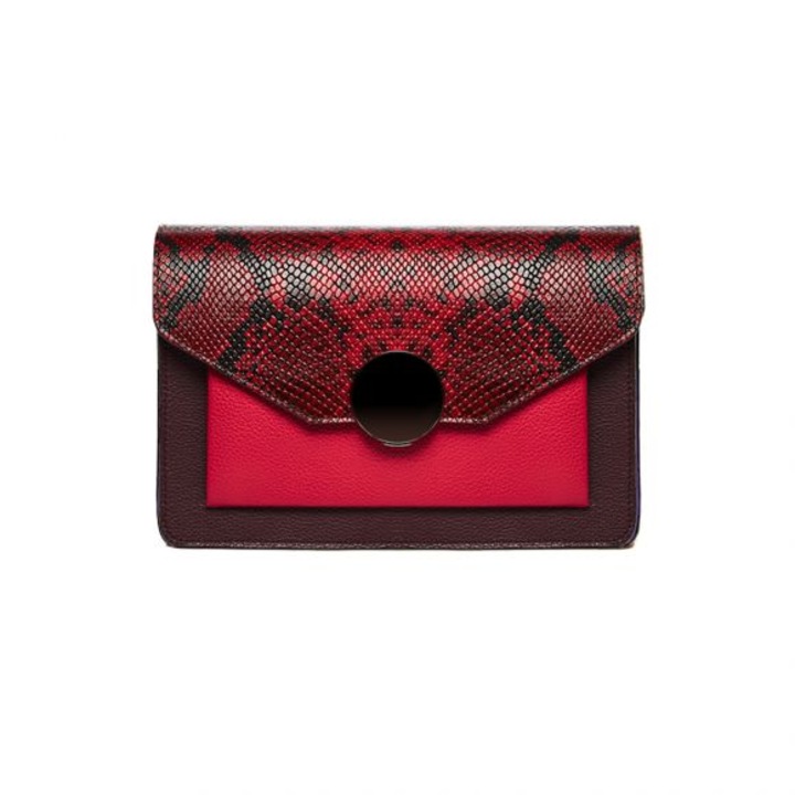 Geanta dama piele, ANNA FELLINI, Ivona, rosu, 26x7x18 cm