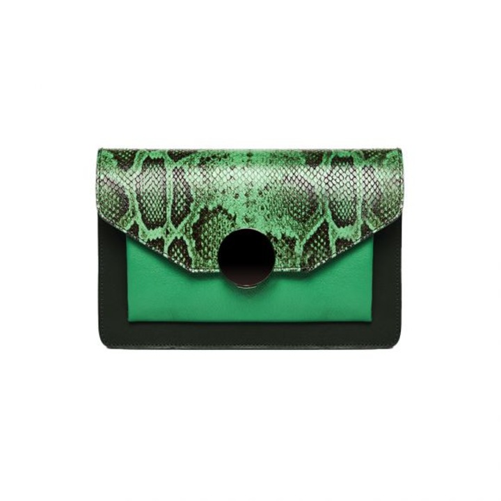 Női bőrtáska, ANNA FELLINI, Ivona, zöld, 26x7x18 cm