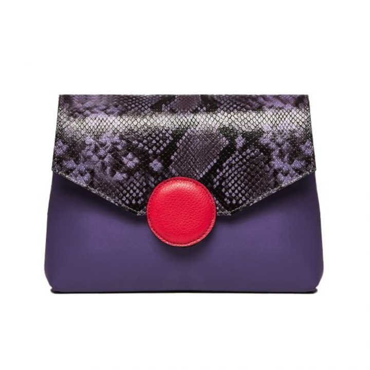 Geanta dama piele, ANNA FELLINI, Plic Adriana, mov roz, 32x5x24 cm