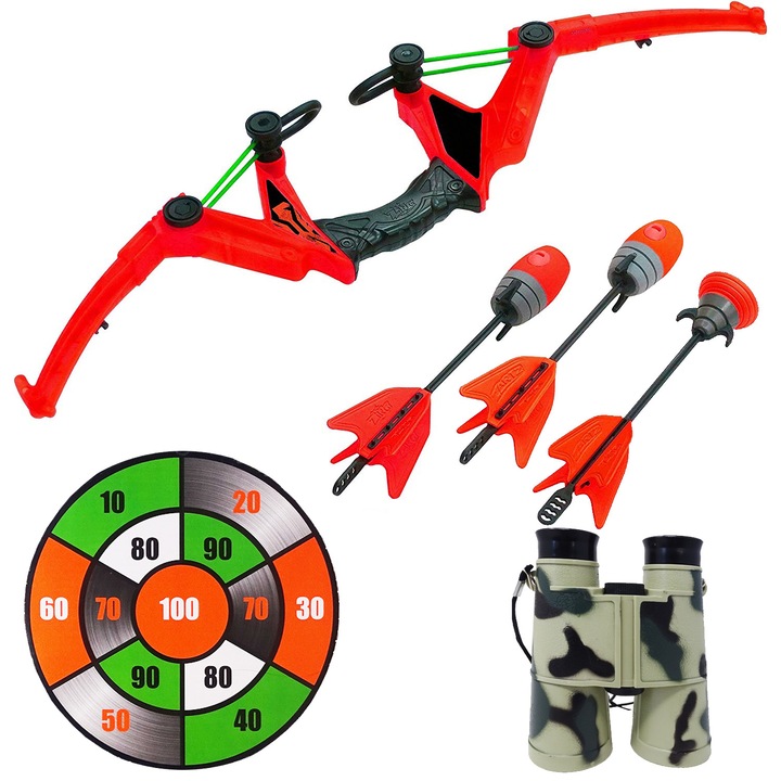 Salamandra Kids íj készlet 3 nyíllal, távcsővel és céltáblával, narancssárga