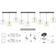 Lustra cu 3 pendule, Light Home, WERONA, Desing moderne, E27, Numarul de puncte luminoase 3, Iluminat interior, Latime 20 cm, Lungime 80, Material tesatura, Negru/Argintu