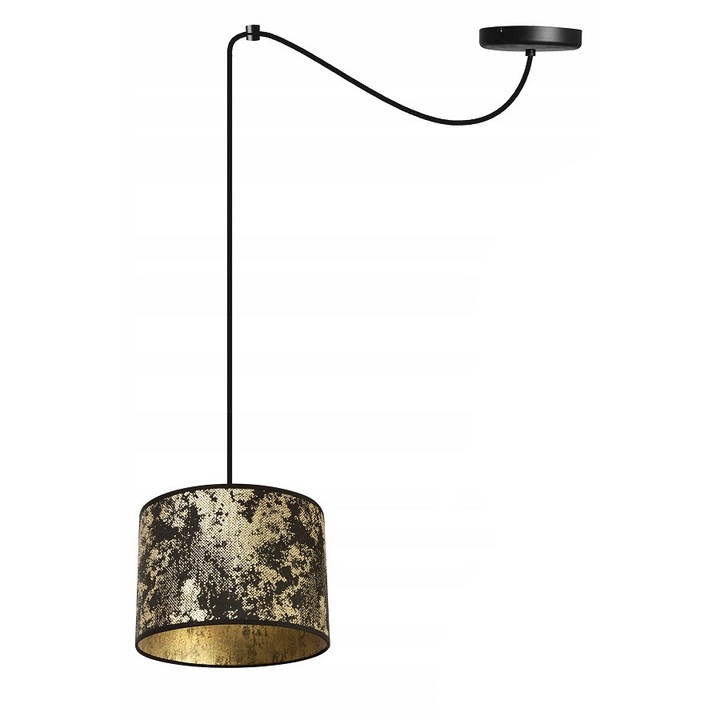 Lustra cu pendule, Light Home, WERONA, Desing moderne, E27, Numarul de puncte luminoase 1, Iluminat interior, Latime 20 cm, Lungime 20 cm, Material tesatura, Negru/Galben