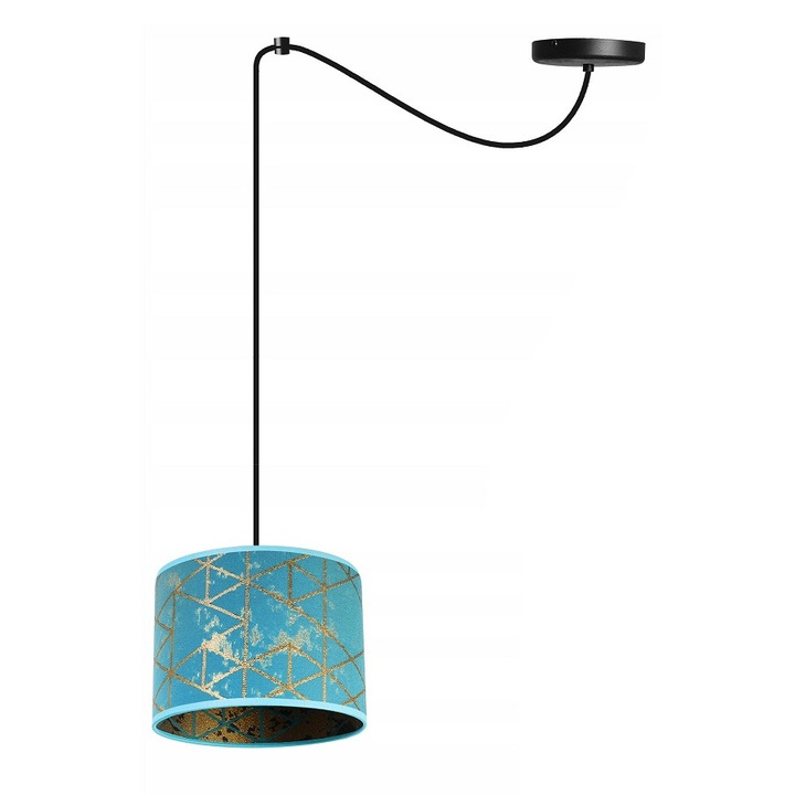 Lustra cu pendule, Light Home, WERONA, Desing moderne, E27, Numarul de puncte luminoase 1, Iluminat interior, Latime 20 cm, Lungime 20 cm, Material tesatura, Alb/Negru/Albastru/Galben