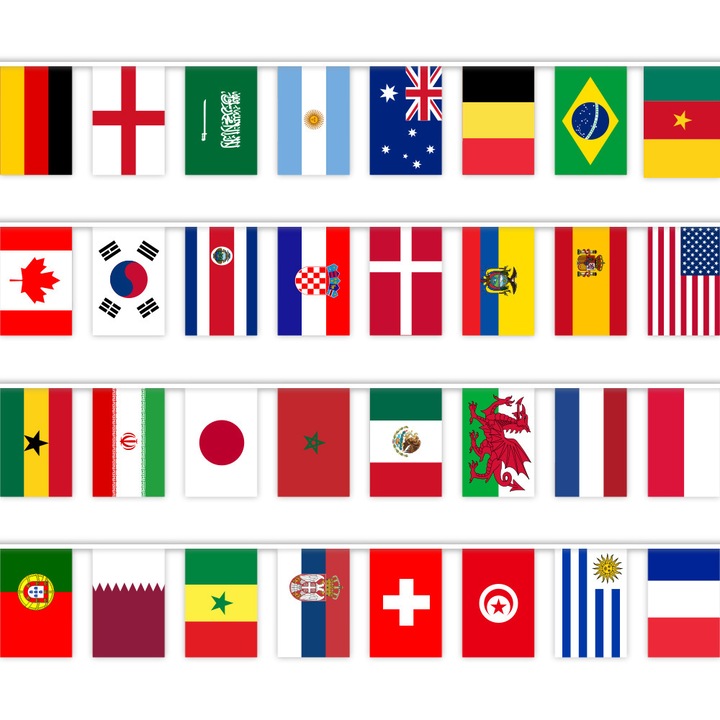 Комплект от 32 знамена, FIFA World Cup Qatar 2022, 20x28 см, Многоцветен