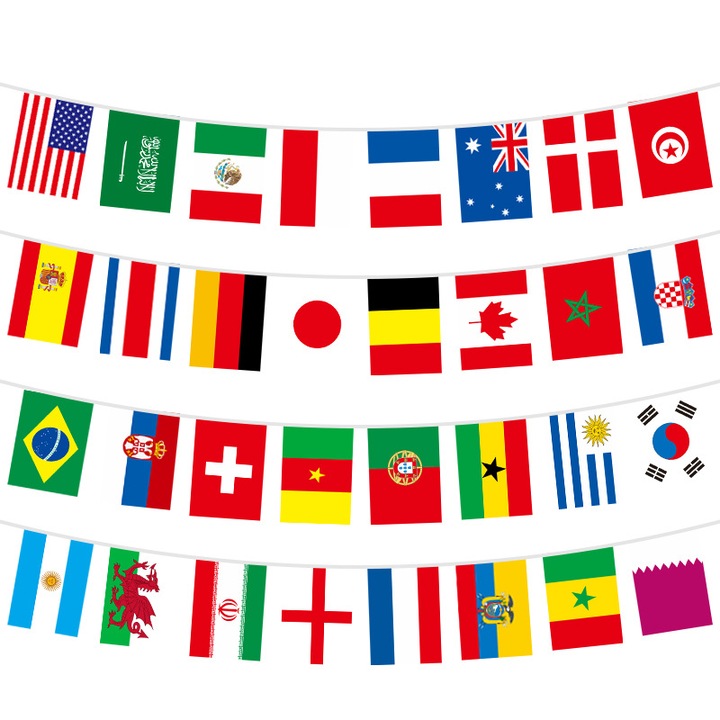 Комплект от 32 знамена, FIFA World Cup Qatar 2022, Многоцветен, 14x21 см