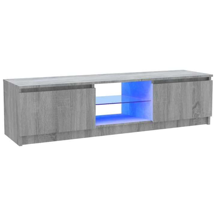 Dulap TV LED, Zakito Europe, Lemn, 120x30x35.5 cm, Gri