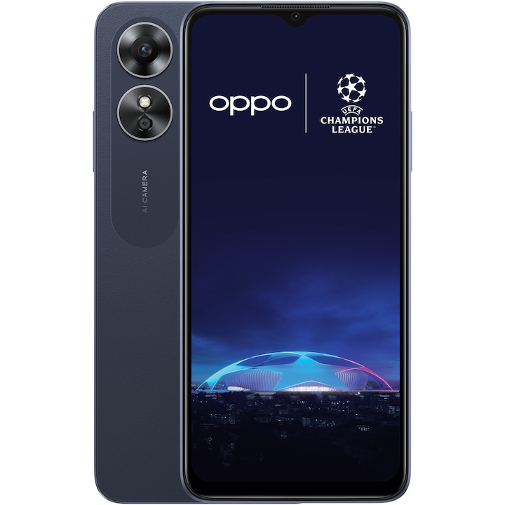 OPPO A17 mobiltelefon, Dual SIM, 64GB, 4GB RAM, 4G, Midnight Black
