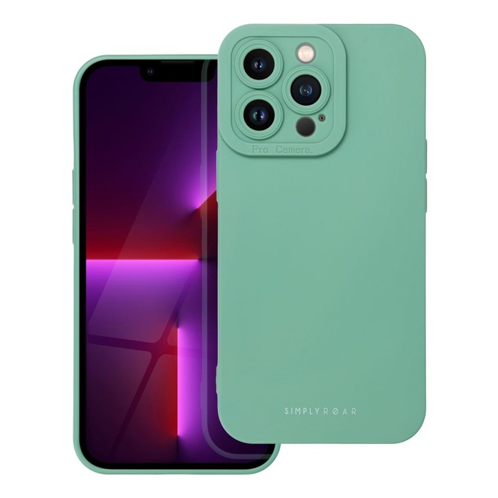 G-Tech Roar telefontok, amely kompatibilis az Apple iPhone 15 Pro telefonnal, szilikon puha, zöld