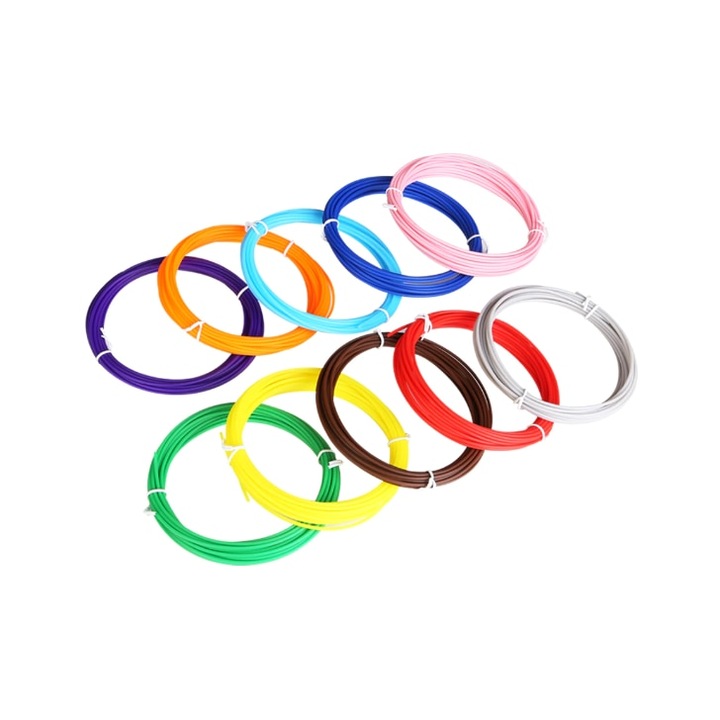 Комплект от 20 цветни нишки за 3D моливи, Clickzu, Универсални пълнители 5 м, Изработени от нетоксичен PLA, Диаметър 1,75 мм, Общо 100 м, Многоцветни