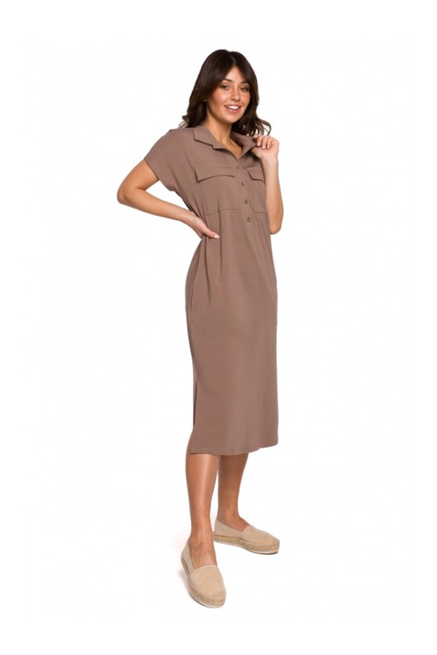 Рокля с джобове Safari, Памук, Черен, M