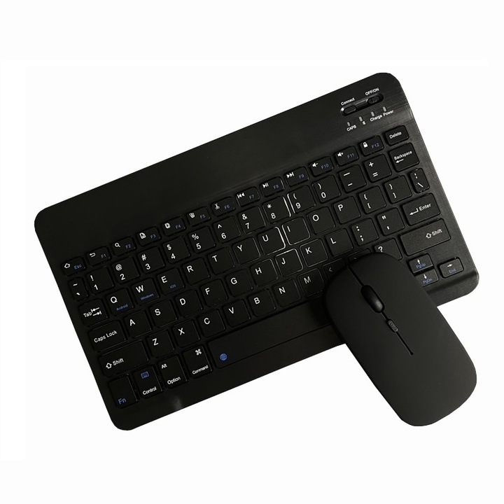 Kettős módú egér/billentyűzet készlet, Bluetooth, 7'', Fekete