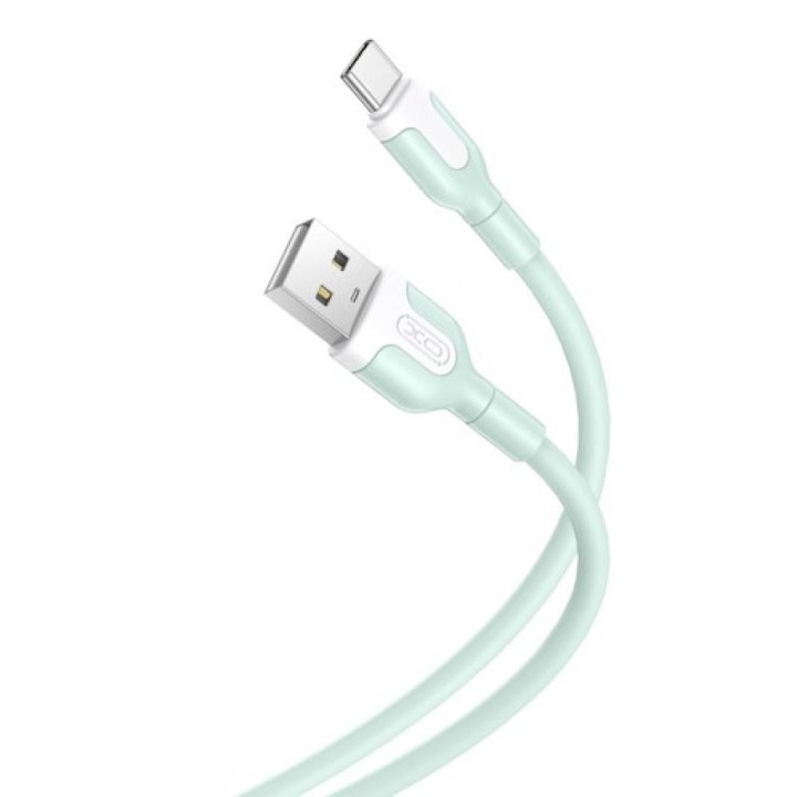 Кабел за зареждане и пренос на данни XO NB212, USB/USB-C, 2.1A, 1 m, Зелен