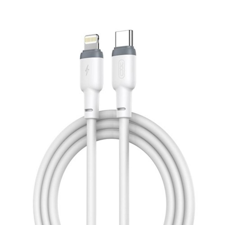 Кабел за зареждане и трансфер на данни XO NB208A, USB Type-C/Lightning, Power Delivery 20W, 1m, Бял