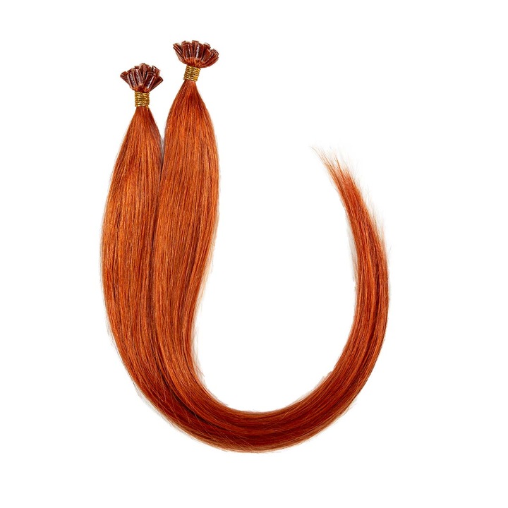 Extensie pentru par, Indiva, Keratina, 50x100 cm, Roscat