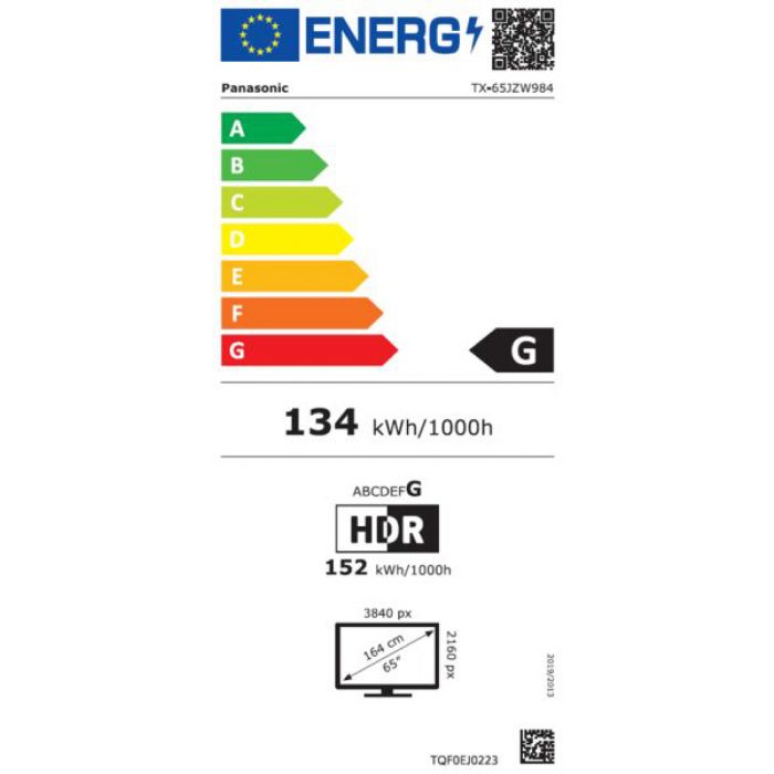 Televizor OLED PANASONIC TX-65JZW984, Smart TV 4K UHD, control vocal, functie de inregistrare, HDR10, 164 cm, negru