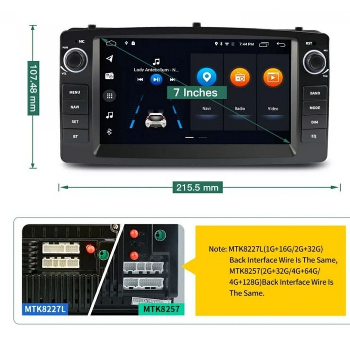 Мултимедия с навигация за Toyota Corolla, 2002-2006, Android, 4+1+16