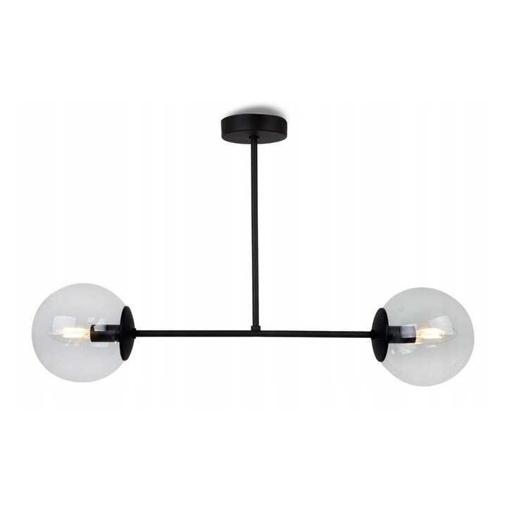 Lampa suspendata cu bile de sticla, LED, tip E14 max 60W, negru