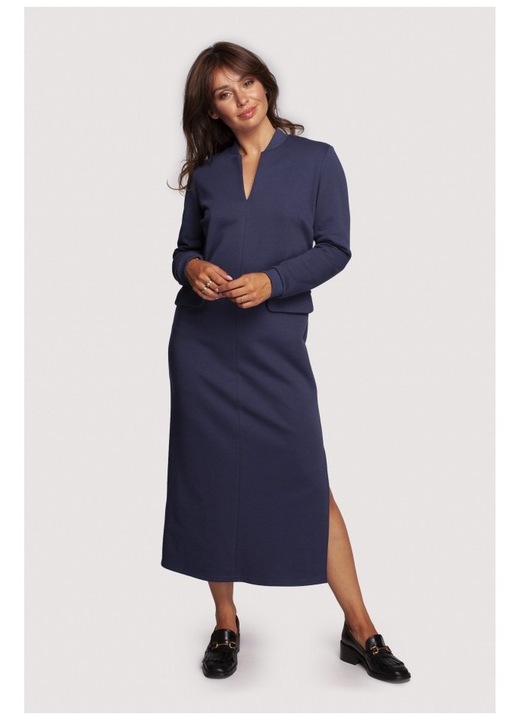 rochie maxi cu decolteu decorativ - albastru, XXL