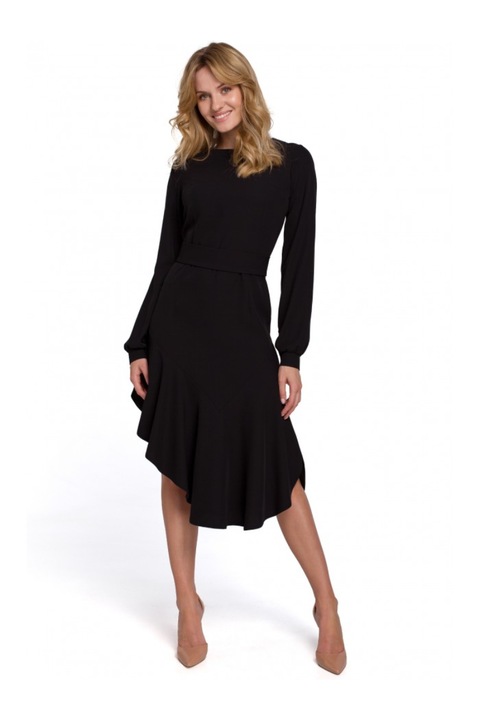 Női ruha, Elegáns modell \ Poliészter, Elasztán, Fekete, Fekete