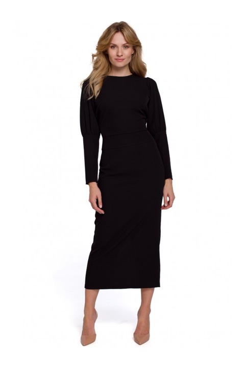Дамска рокля Makover, елегантен модел, полиестер, еластан, nude, Черен
