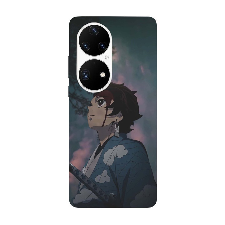 Капак, съвместим с Huawei P50 Pro модел Night Silence Tanjiro Demon Slayer, силикон, TPU, обратното