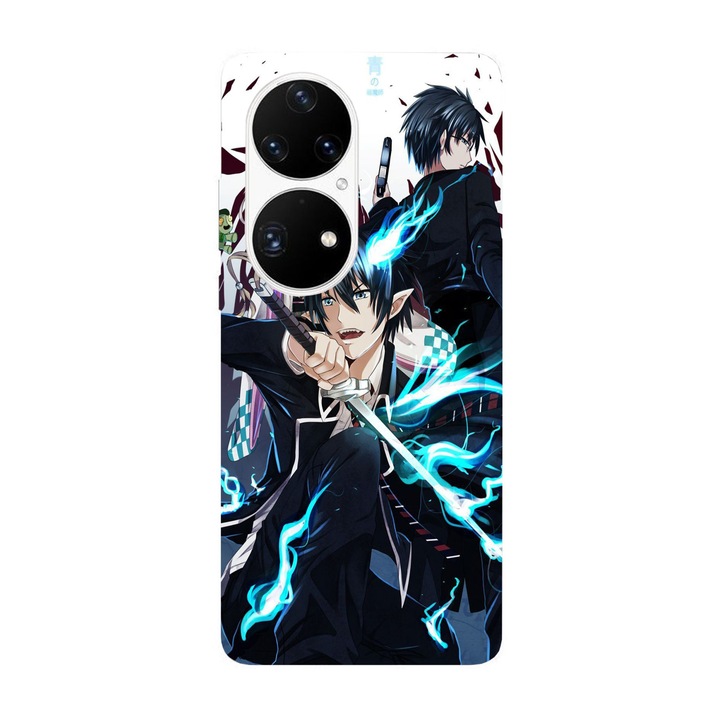 Капак, съвместим с модел Huawei Mate 40 Pro Rin flames Blue exorcist, силикон, TPU, обратното