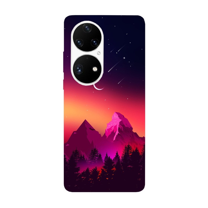 Капак, съвместим с модел Huawei P40 Лилави нюанси върху гора, силикон, TPU, обратното