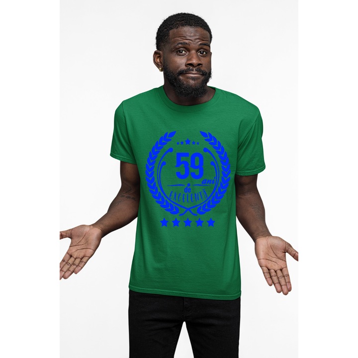 Tricou barbati personalizat, verde, 59 ani de experienta, L