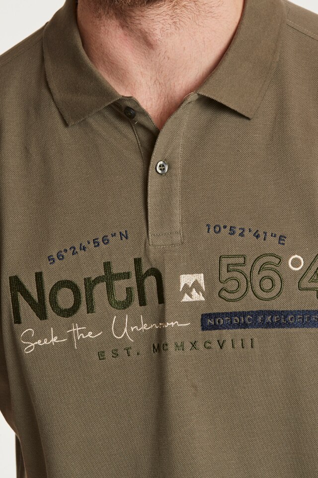 North 56°4, Тениска с яка, Лого, Памук, Оливнозелен, 6XL - eMAG.bg