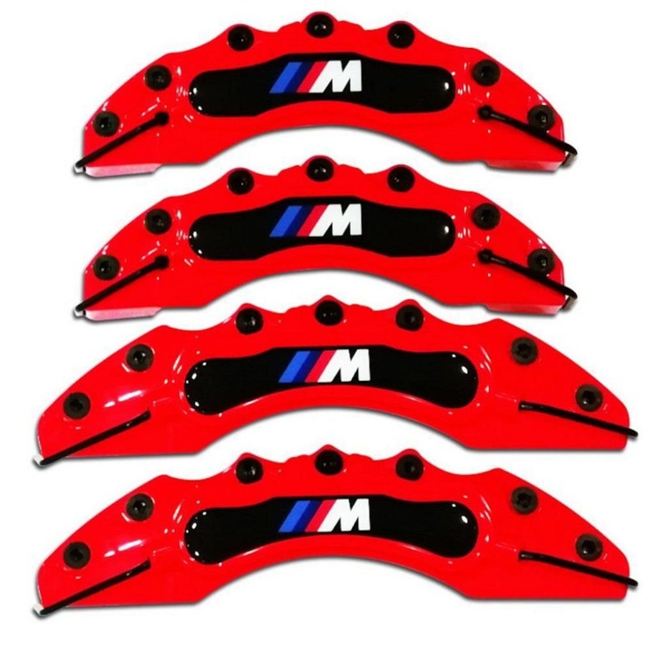 Комплект капаци за спирачни апарати PBauto, С лого на БМВ BMW M-Power, Червени, 4 Броя
