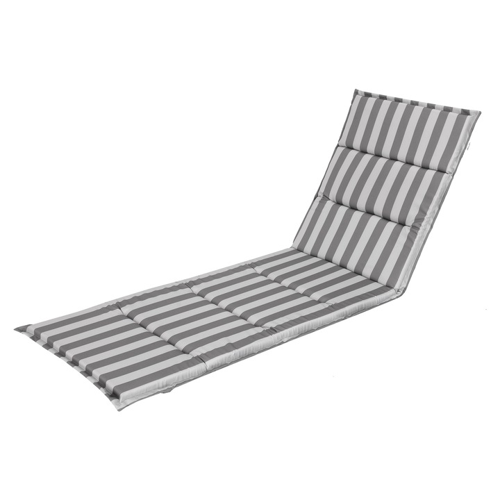 Възглавница за шезлонг "Oliwier" Сива със сиви Оксфордски райета 182 см x 42 см