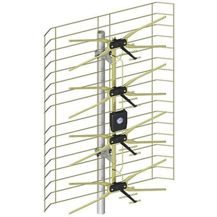 Antena TV directionala cu amplificator 55 dB, pentru semnal TV digital