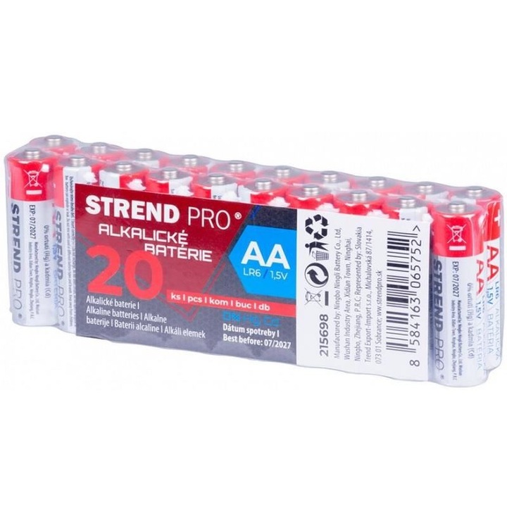 Set 20 baterii alcaline Strend Pro, LR6, AA, 1.5 V