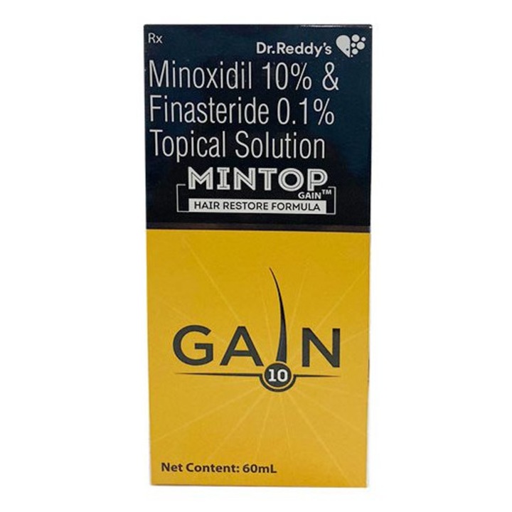 Разтвор, Dr. Reddy's, Gain 10, срещу косопад, с включен финастерид, пипета и пръскачка, 1 месец лечение, 60 ml