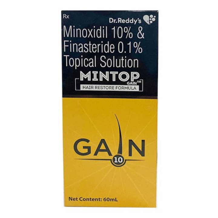 Разтвор, Dr. Reddy's, Gain 10, срещу косопад, с включен финастерид, пипета и пръскачка, 1 месец лечение, 60 ml