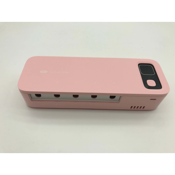 Sterilizator UV pentru periute de dinti, 5 locuri, incarcare USB, roz
