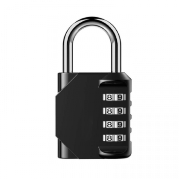 Черен катинар с 4-квадранта шифър