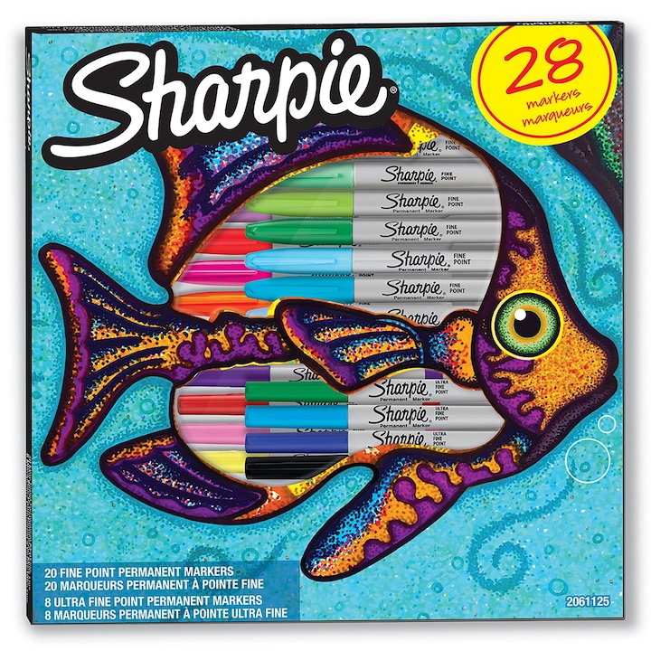 Marker Sharpie culori asortate, Fish, set 28 buc