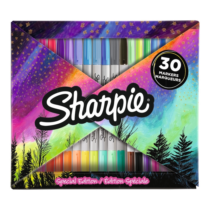 Marker Sharpie culori asortate, Aurora Boreala, set 30 buc
